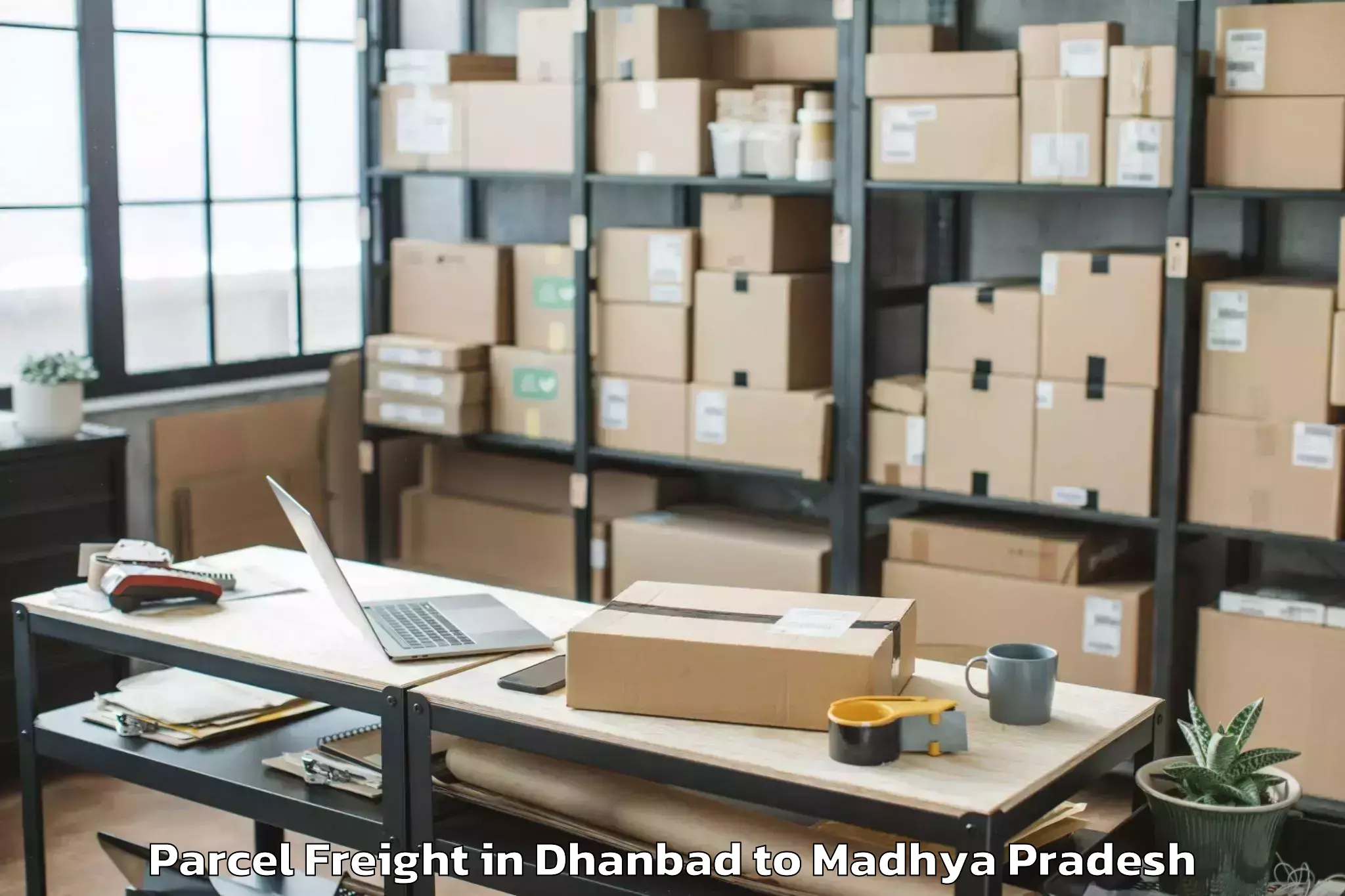 Easy Dhanbad to Pandhana Parcel Freight Booking